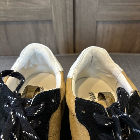 Madewell Kickoff Trainer Sneakers size 10 Suede and Leather Black and Camel Tan - Picture 10 of 12